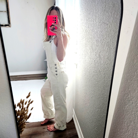 Judy Blue Garment Dyed Straight Leg Cuffed Hem Overalls Jumper Size Small New - Picture 5 of 14